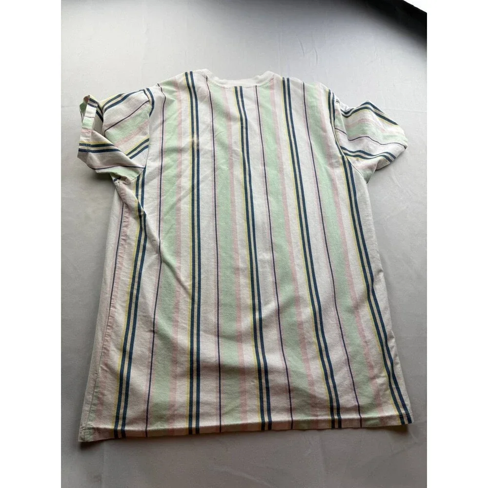 Guess Originals Shirt Mens Medium Green Striped‎ Embroidered Logo Tee  Y2K - Picture 5 of 5